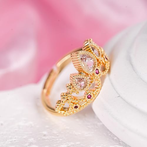 anillo corona rapunzel rosa