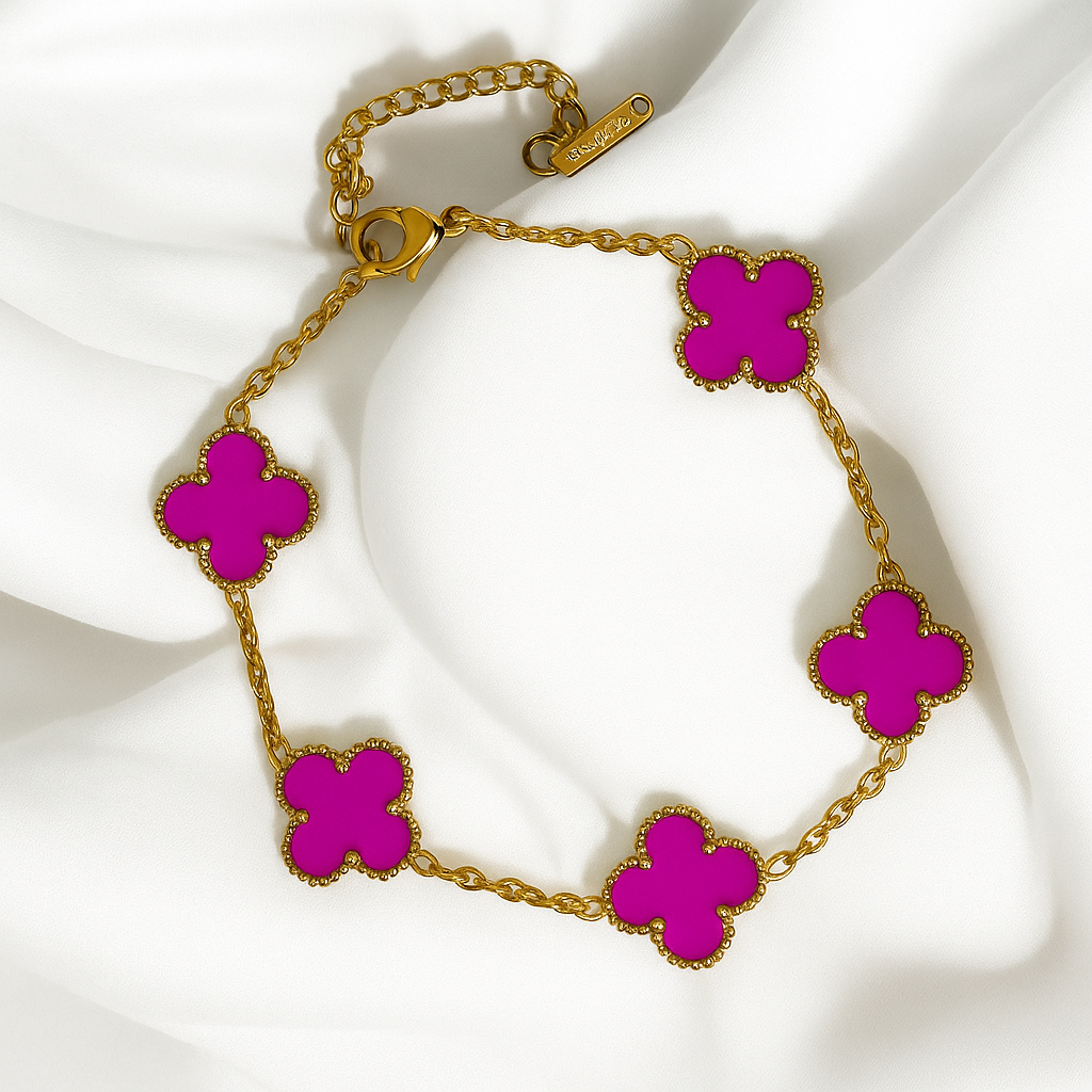 Pulsera de trebol fucsia inspirada en van cleef