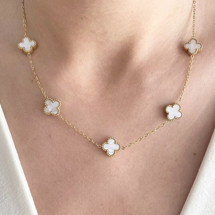 Collar "CINCO VECES LA BUENA SUERTE" (Tréboles en Acero)