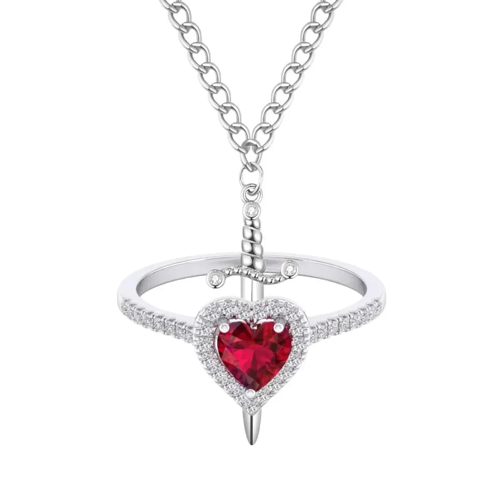 Anillo y Cadena "LAZO INQUEBRANTABLE" (Corazón y Espada)